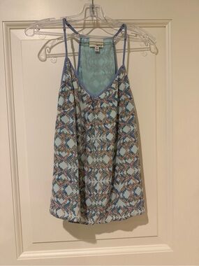 GREYLIN Blue Geometric Print Racerback Tank Top S